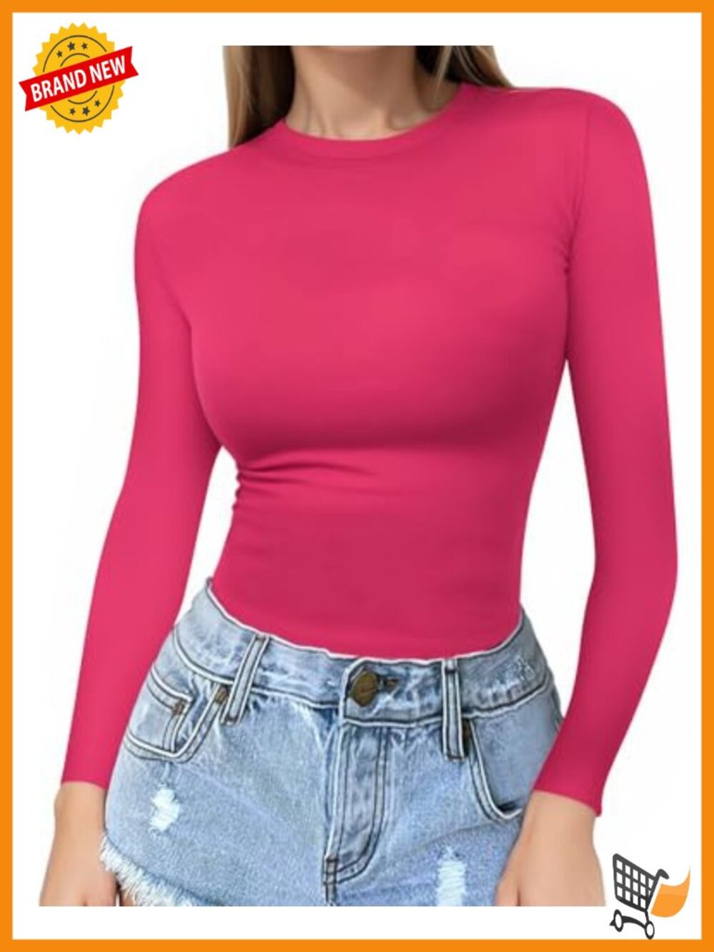 Fitted Long Sleeve Crew Neck T-Shirt Seamless Basic Tee Top